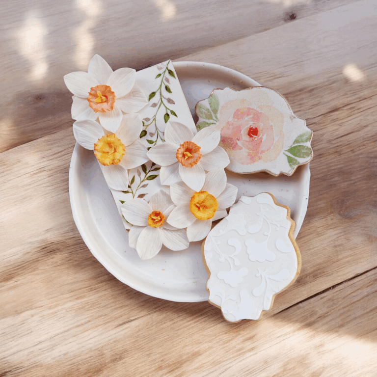Galletas Florales (galletas decoradas con fondant y pasta de goma)