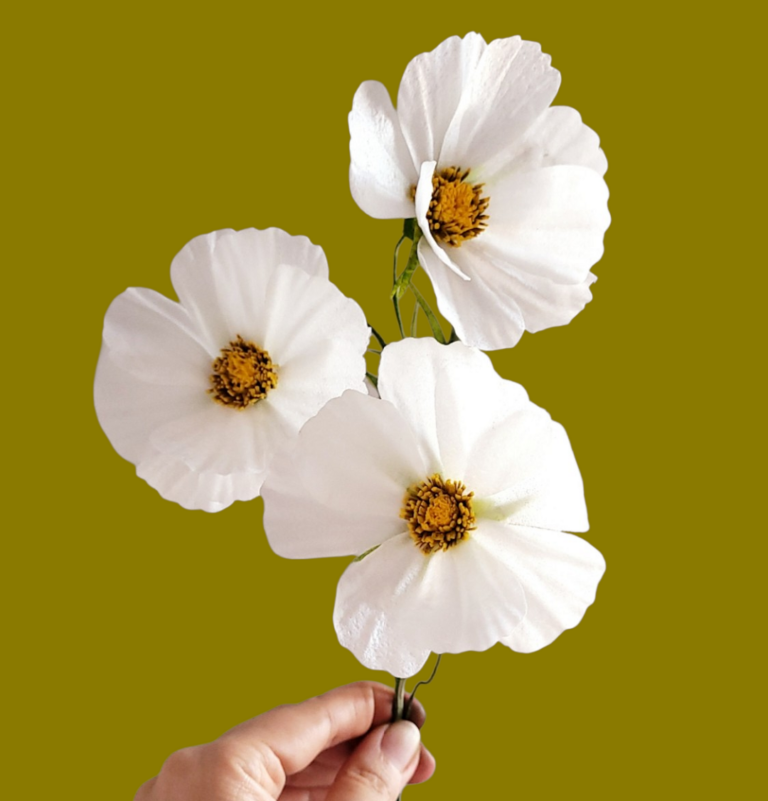 Cosmos y mariposas en papel oblea (wafer paper)- Nivel principiante