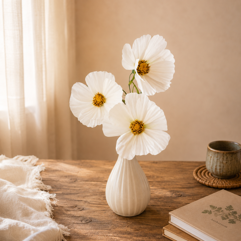 Cosmos y mariposas en papel oblea (wafer paper)- Nivel principiante